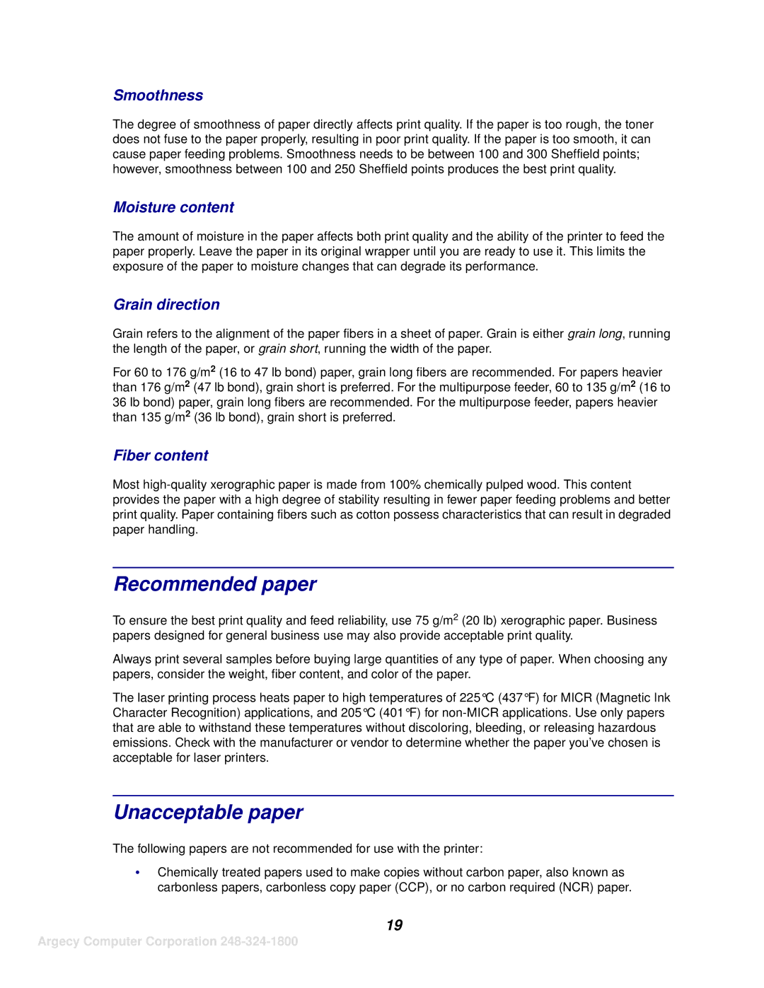 IBM 1120, 1125 manual Recommended paper, Unacceptable paper 