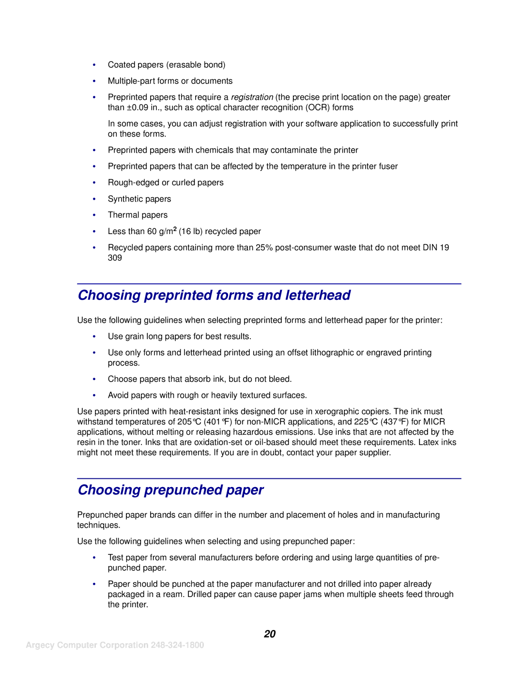 IBM 1125, 1120 manual Choosing preprinted forms and letterhead, Choosing prepunched paper 