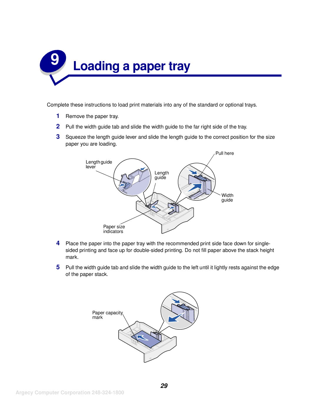 IBM 1120, 1125 manual Loading a paper tray 