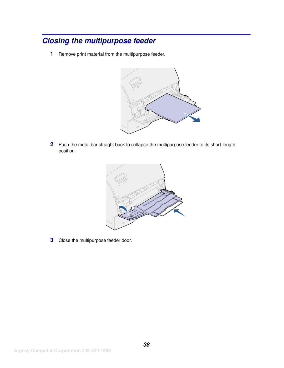 IBM 1125, 1120 manual Closing the multipurpose feeder 