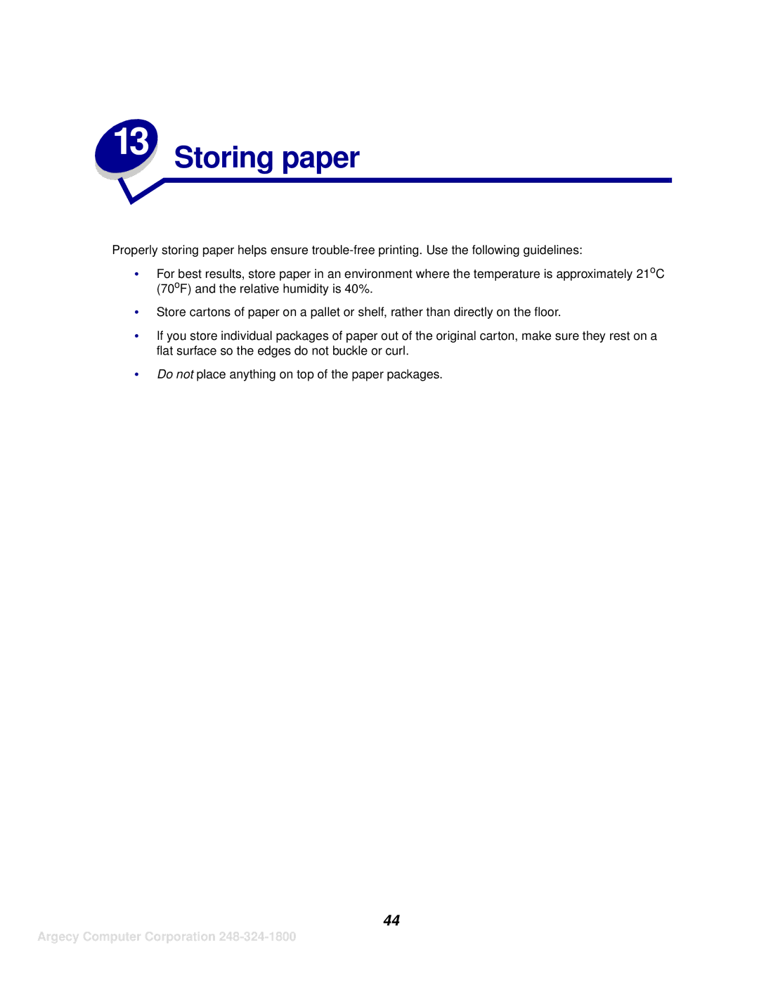 IBM 1125, 1120 manual Storing paper 