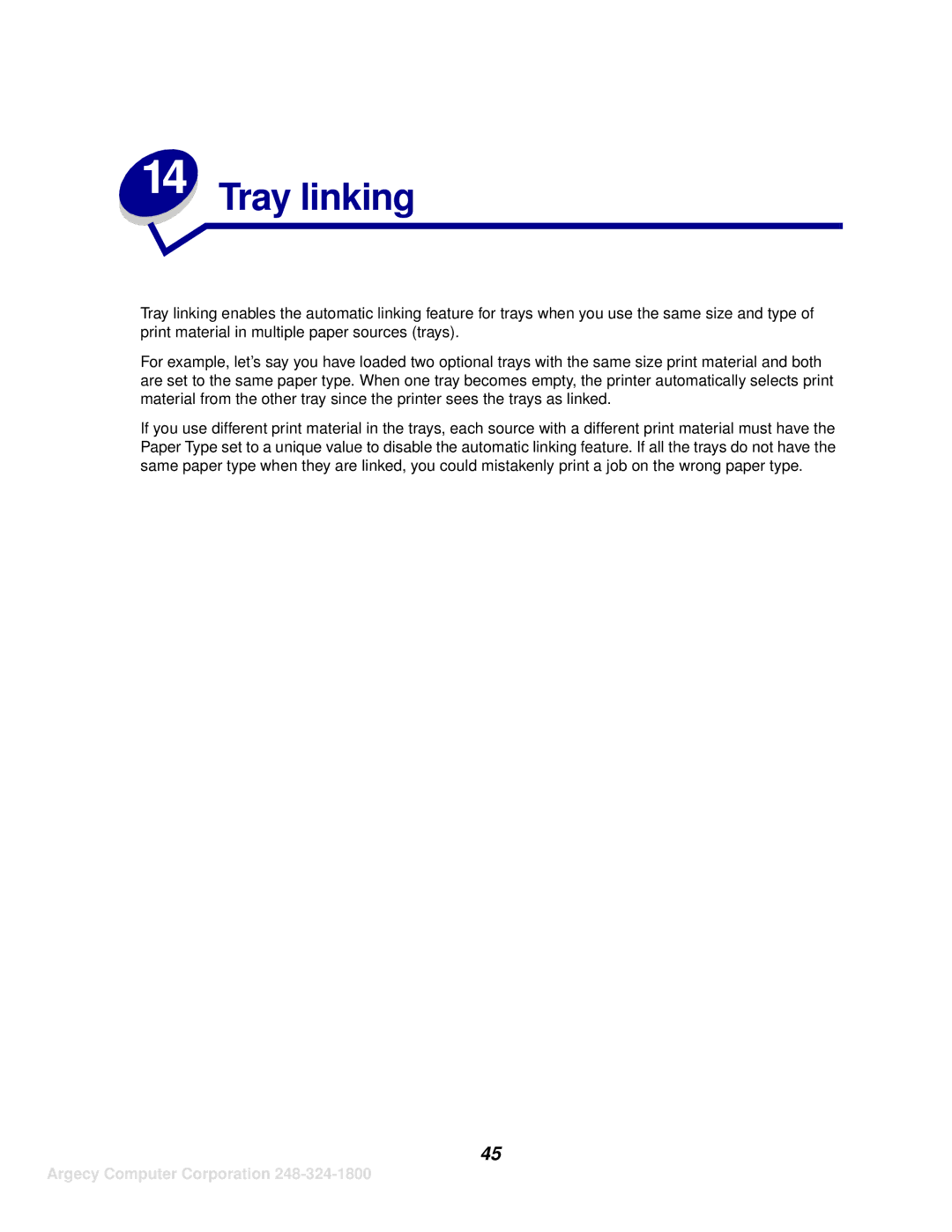 IBM 1120, 1125 manual Tray linking 