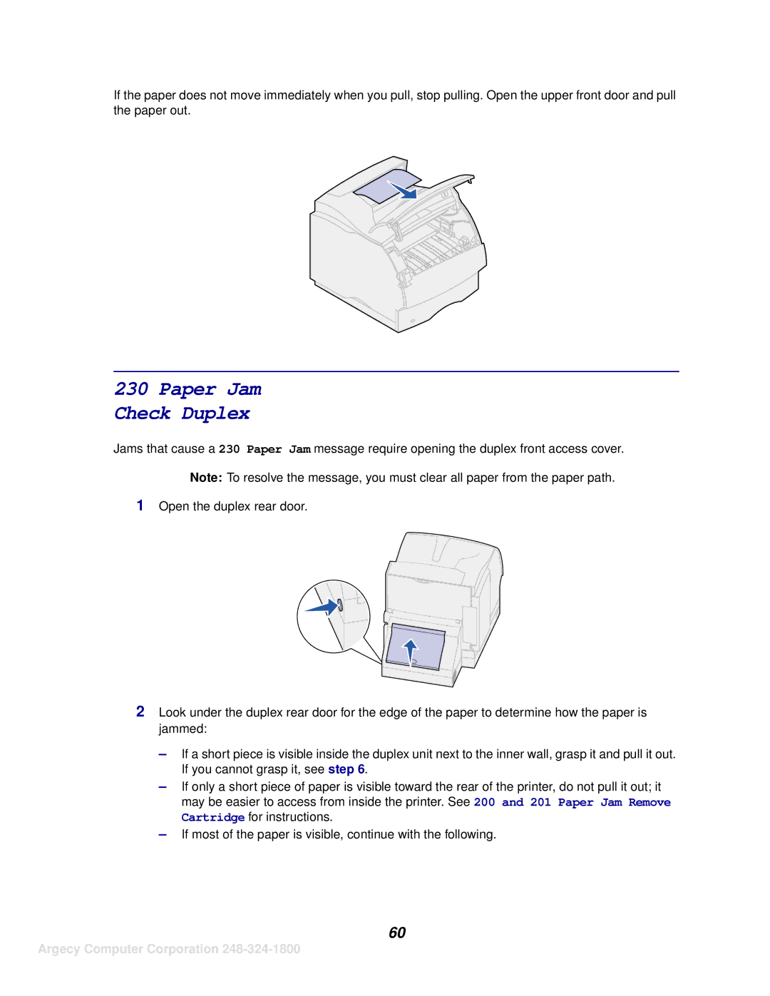 IBM 1125, 1120 manual Paper Jam Check Duplex 