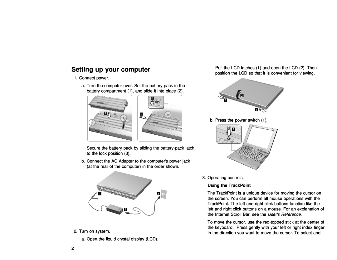 IBM 04P4963, 1200 i Series, 1300 i Series setup guide Setting up your computer, Using the TrackPoint 
