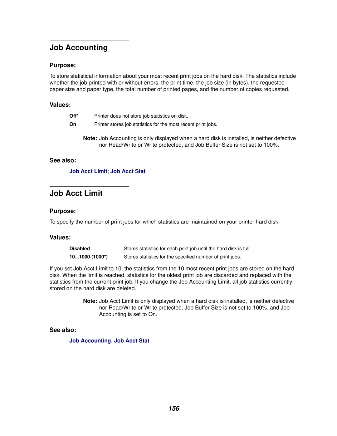 IBM 1220 manual Job Accounting, Job Acct Limit, 156 