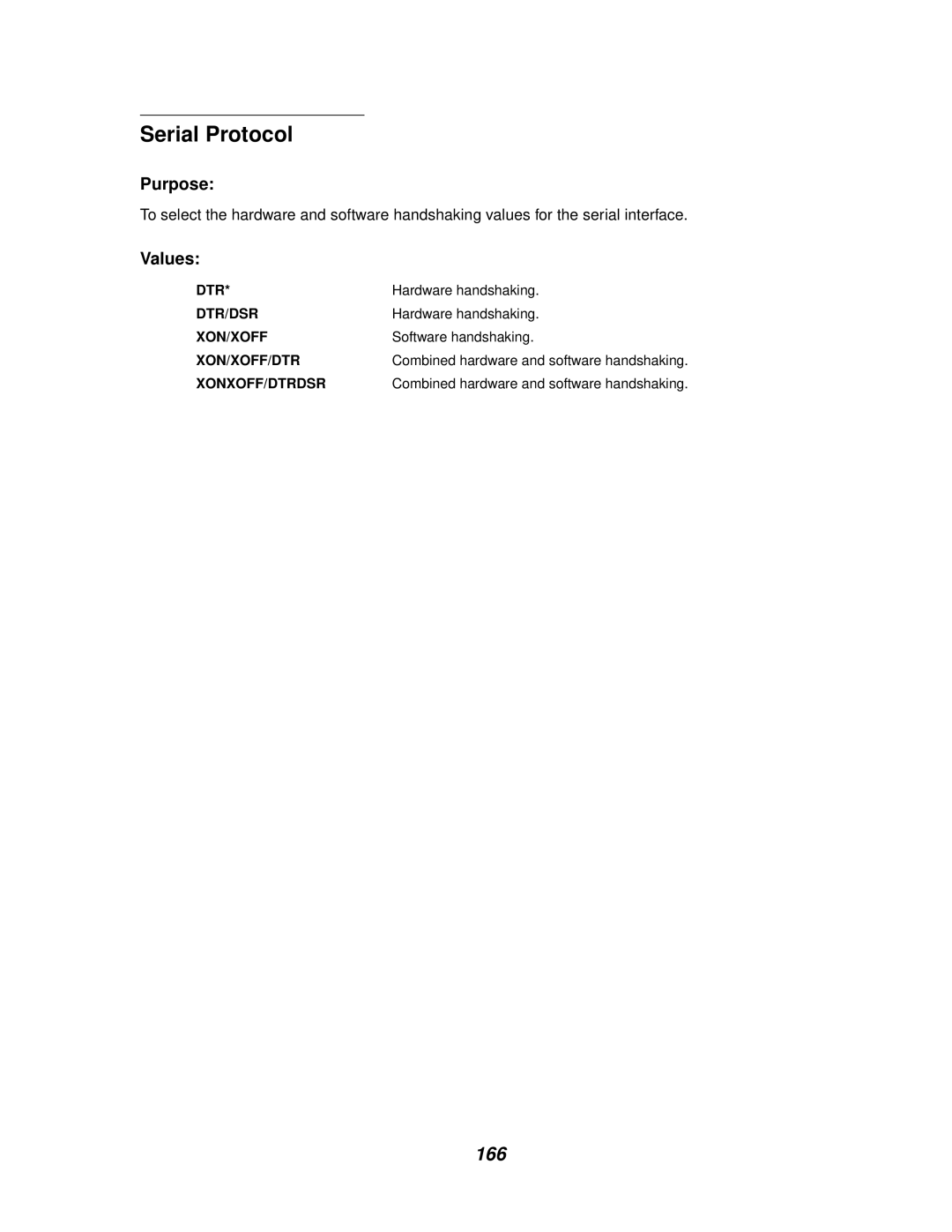 IBM 1220 manual Serial Protocol, 166, Hardware handshaking, Software handshaking 