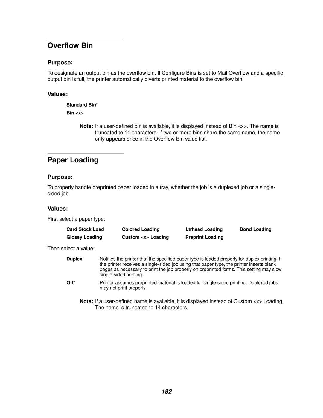 IBM 1220 manual Overflow Bin, Paper Loading, 182, Duplex 