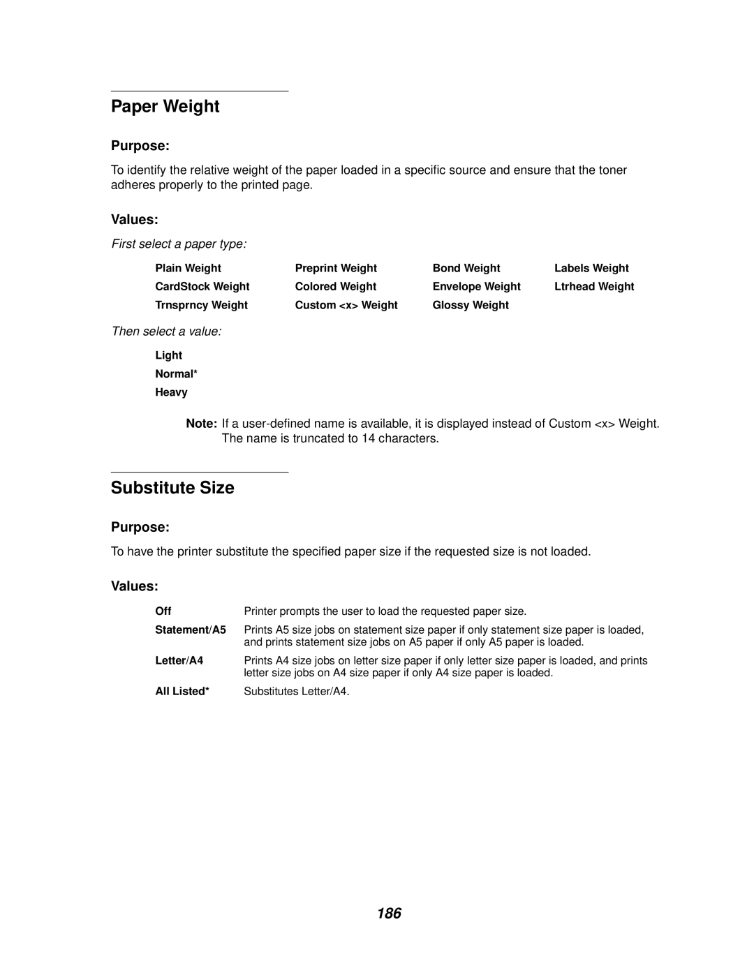 IBM 1220 manual Paper Weight, Substitute Size, 186 