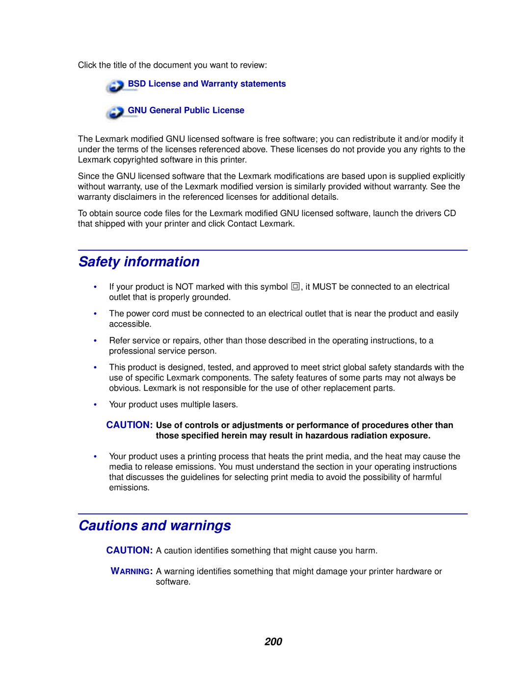 IBM 1220 manual Safety information, 200 