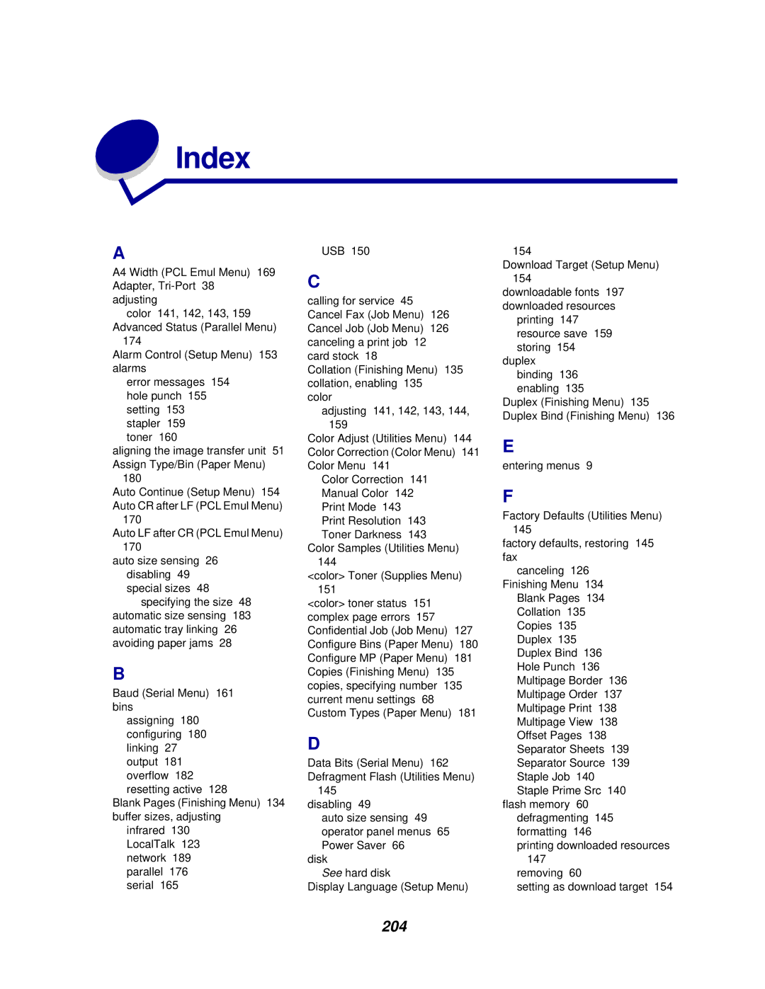 IBM 1220 manual Index, 204 