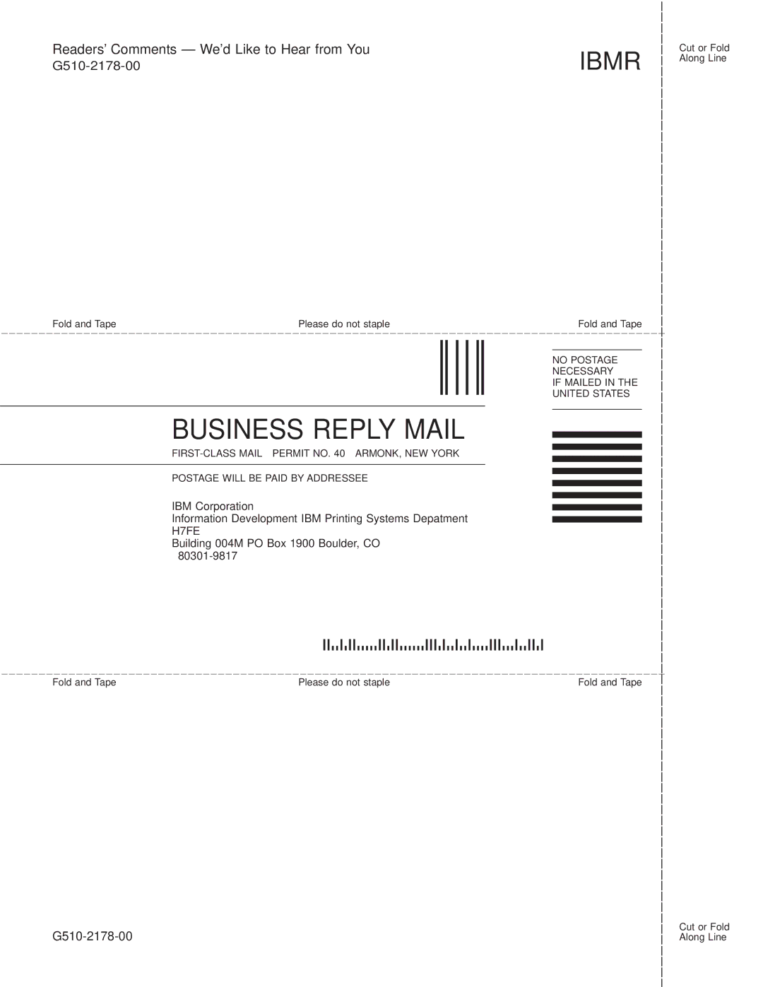 IBM 1220 manual Business Reply Mail 