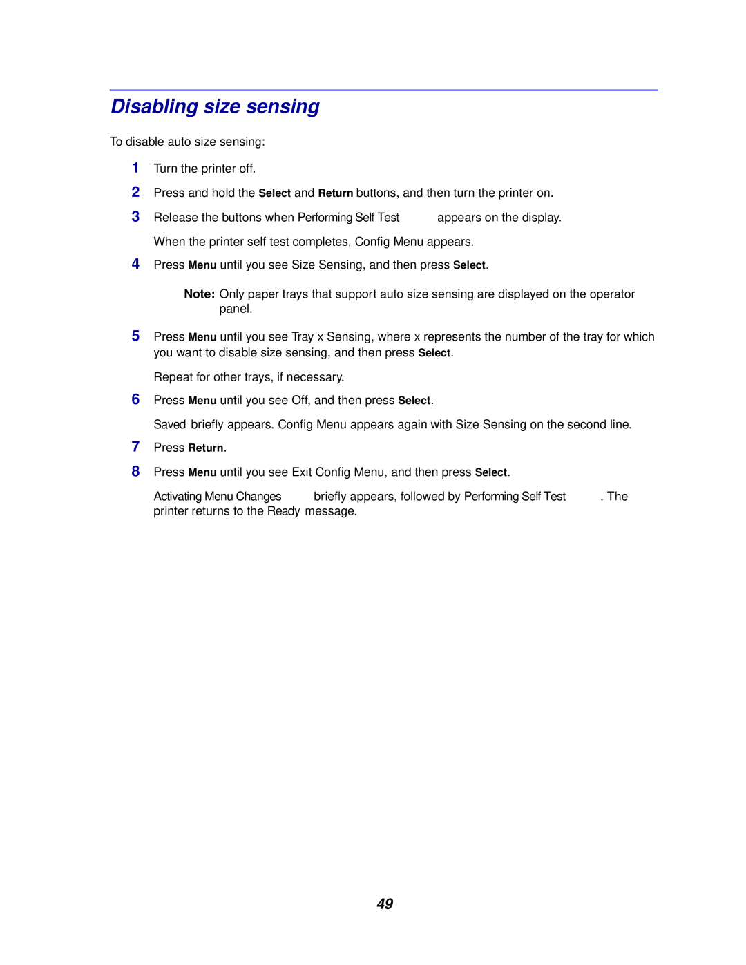 IBM 1220 manual Disabling size sensing 