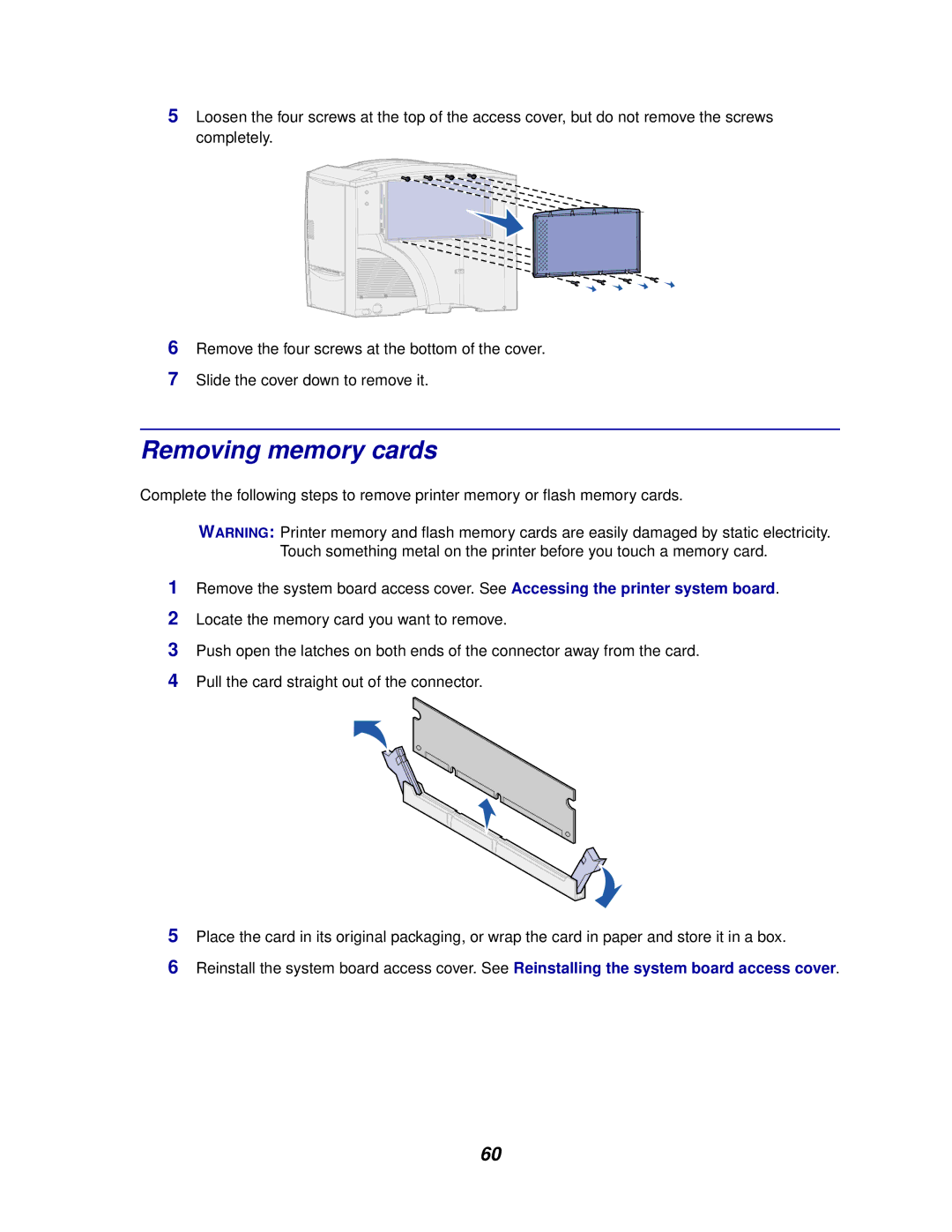 IBM 1220 manual Removing memory cards 