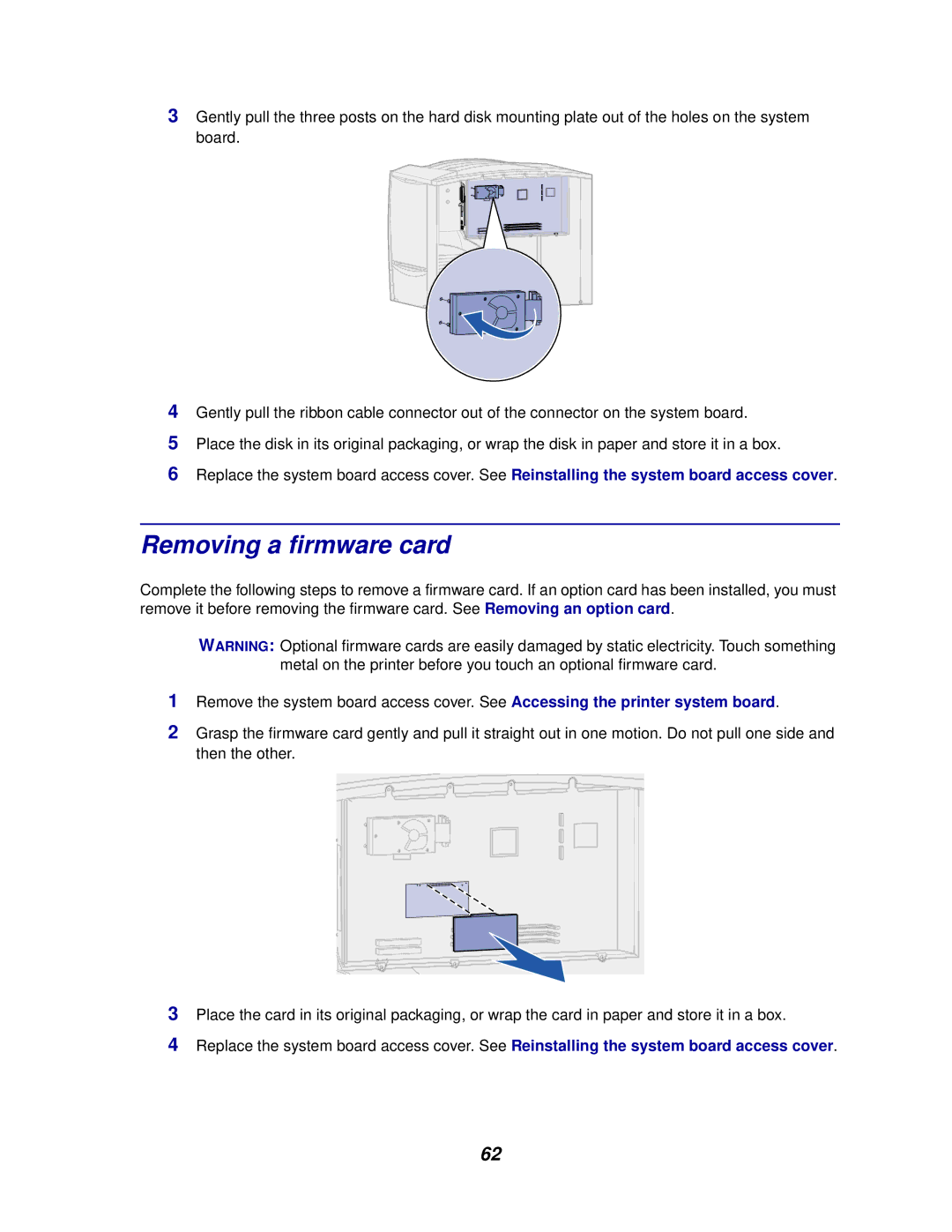 IBM 1220 manual Removing a firmware card 