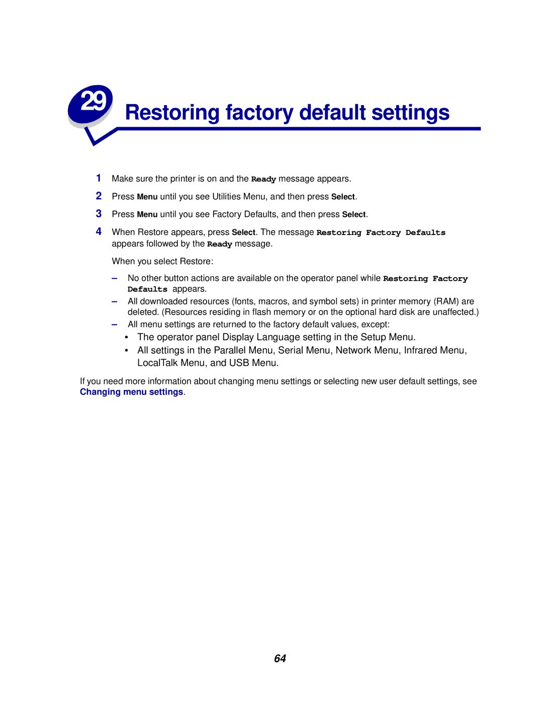 IBM 1220 manual Restoring factory default settings 