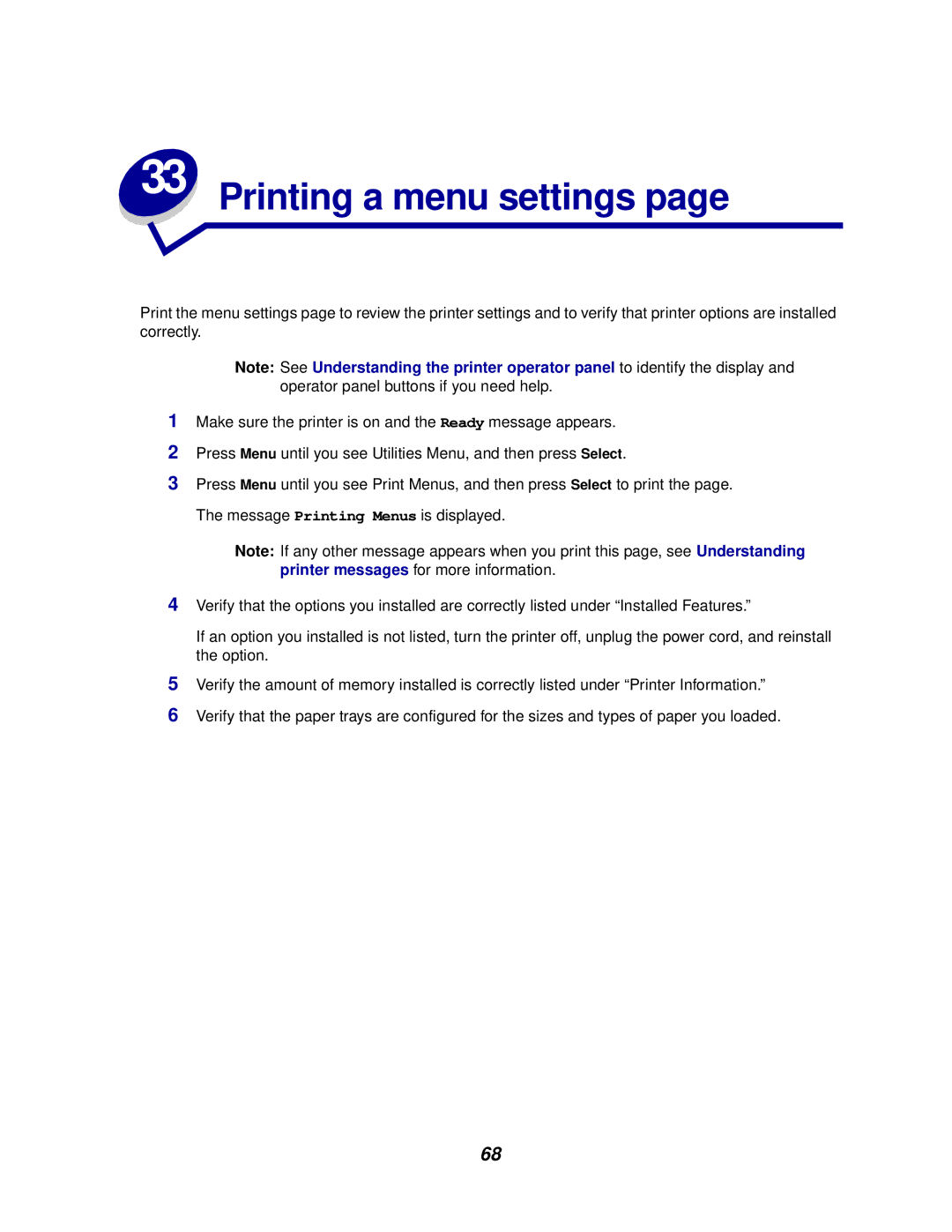 IBM 1220 manual Printing a menu settings 