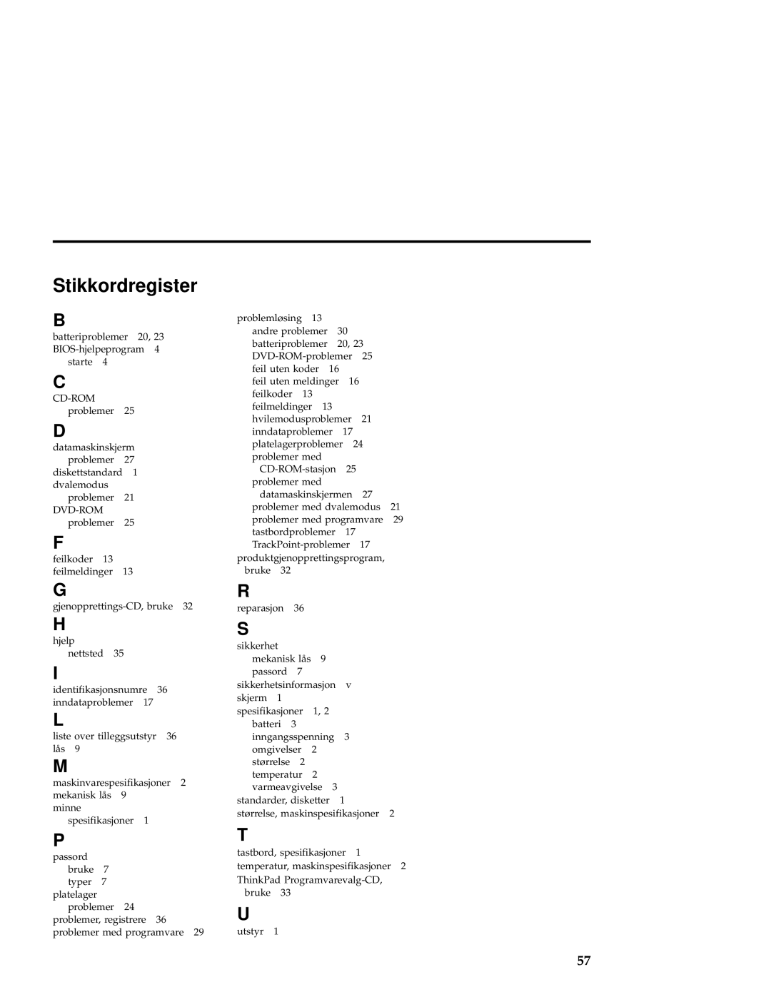 IBM 1200, 1300 manual Stikkordregister 