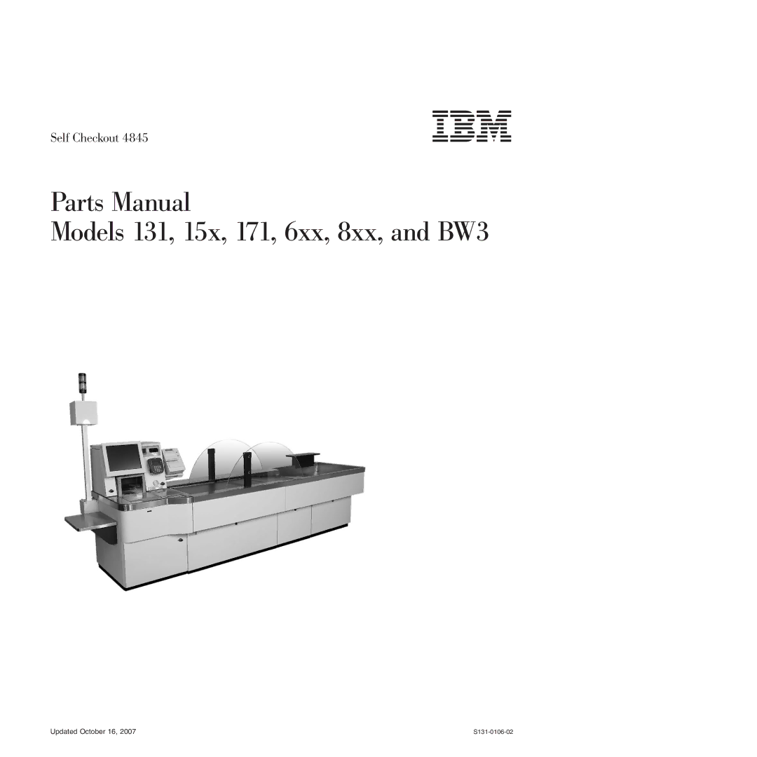 IBM manual Parts Manual Models 131, 15x, 171, 6xx, 8xx, and BW3 