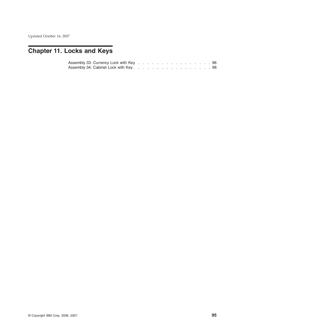 IBM 15x, 131, 171, BW3, 6xx, 8xx manual Locks and Keys 