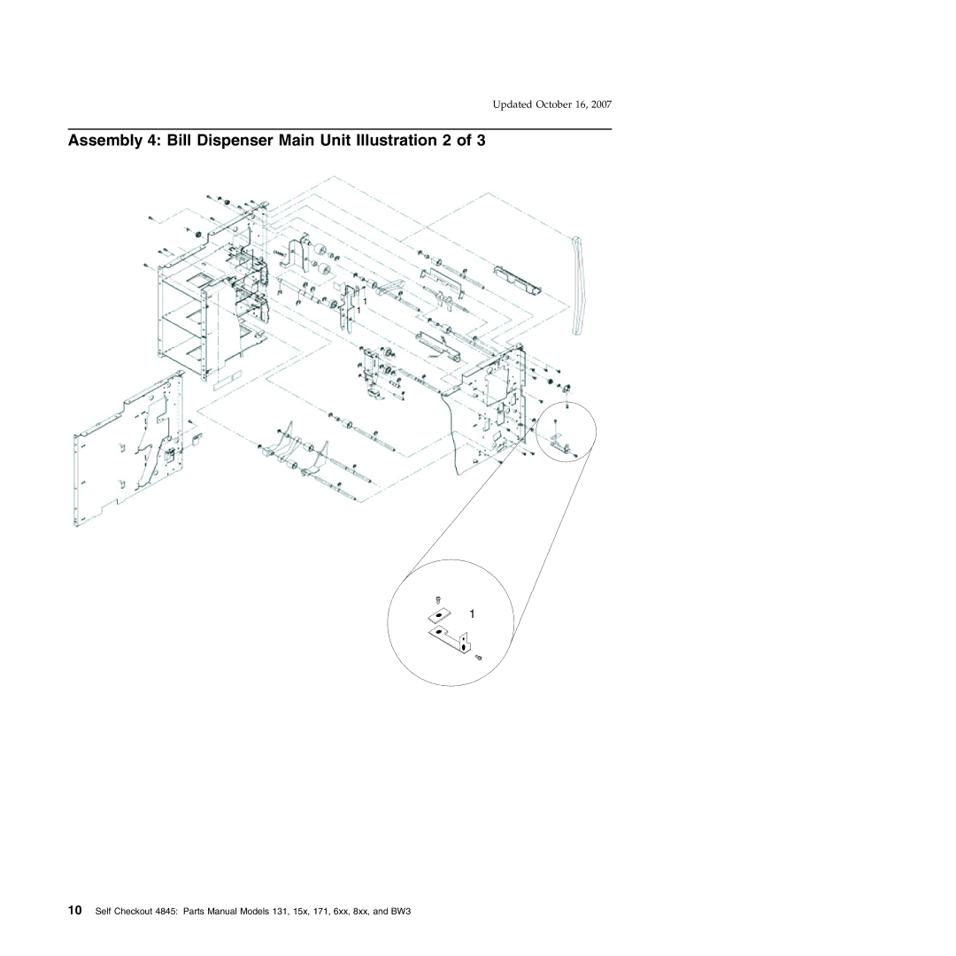 IBM 8xx, 131, 171, BW3, 6xx, 15x manual Assembly 4 Bill Dispenser Main Unit Illustration 2 