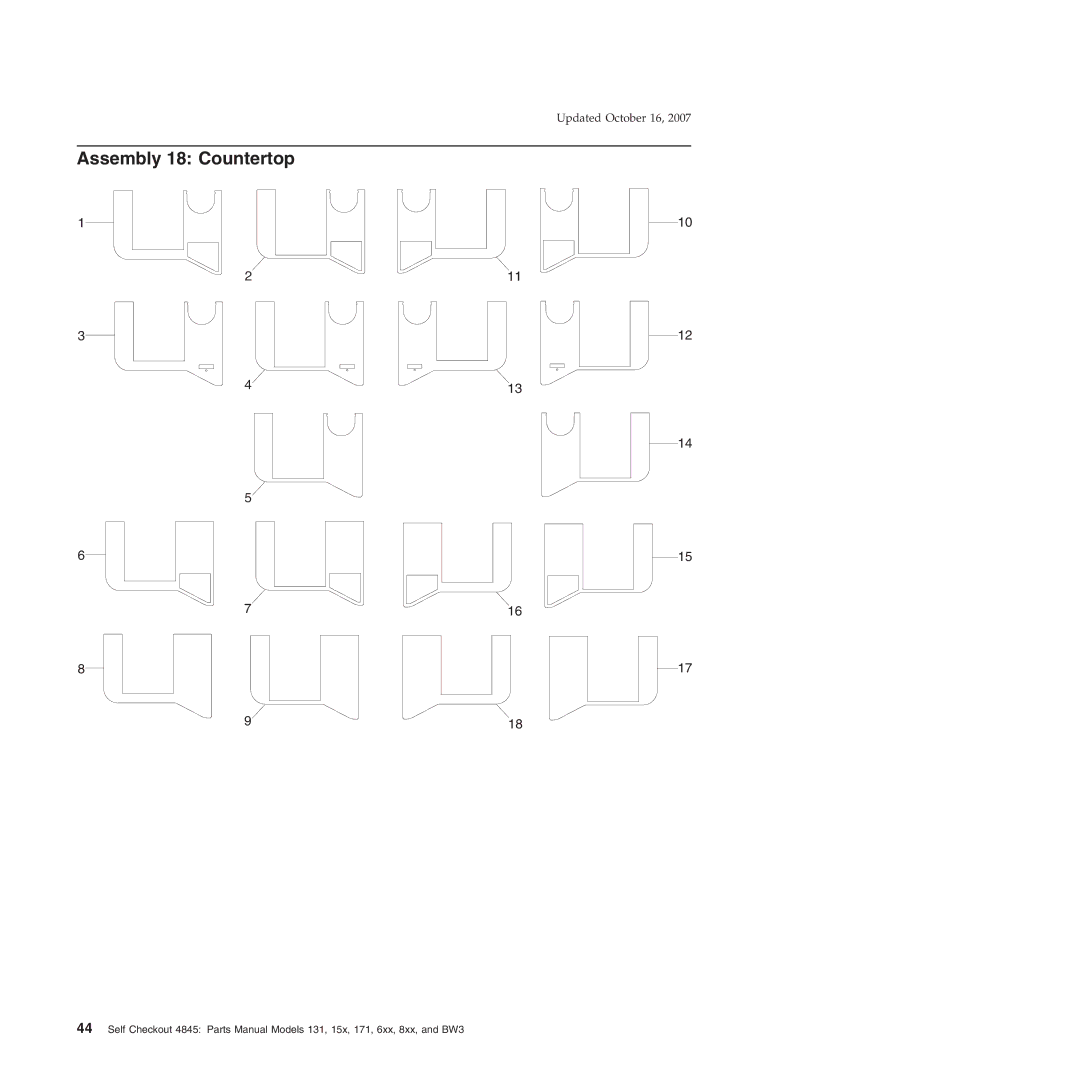 IBM BW3, 131, 171, 6xx, 8xx, 15x manual Assembly 18 Countertop 