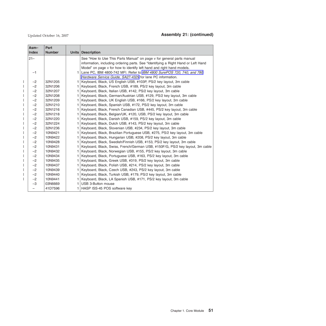 IBM 6xx, 131, 171, BW3, 8xx, 15x manual Hardware Service Guide, SA27-4329for lane PC information 