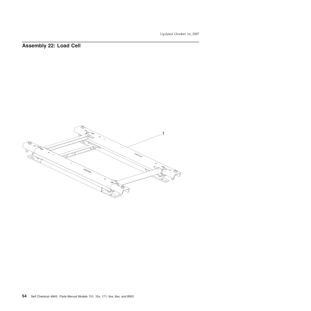 IBM 131, 171, BW3, 6xx, 8xx, 15x manual Assembly 22 Load Cell 