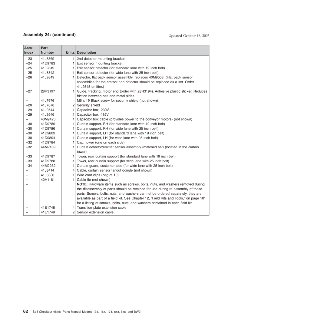 IBM BW3, 131, 171, 6xx, 8xx, 15x manual Assembly 