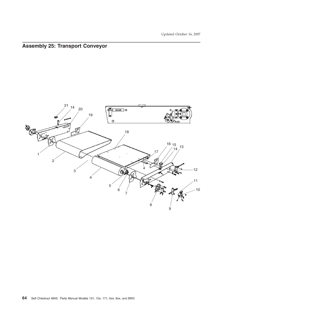 IBM 8xx, 131, 171, BW3, 6xx, 15x manual Assembly 25 Transport Conveyor 