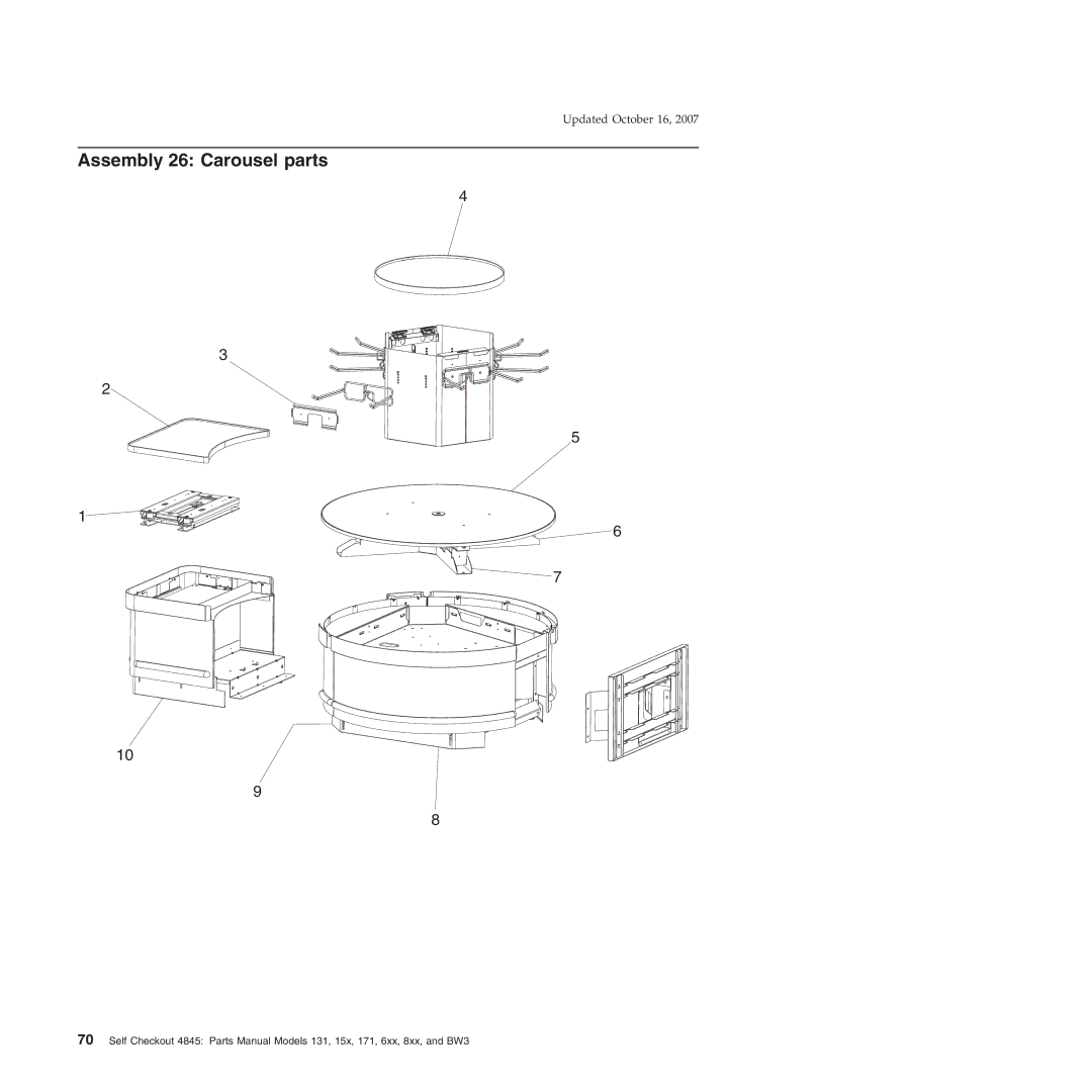 IBM 8xx, 131, 171, BW3, 6xx, 15x manual Assembly 26 Carousel parts 