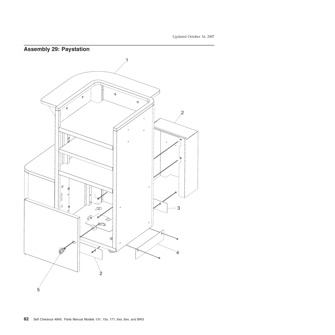 IBM 8xx, 131, 171, BW3, 6xx, 15x manual Assembly 29 Paystation 