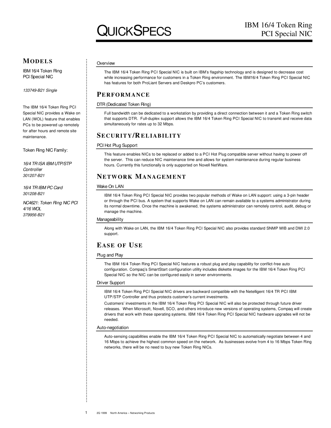 IBM 133749-B21 manual Mo D E L S, R F O R M a N C E, T W O R K MA N a G E M E N T, Ea S E O F U S E 