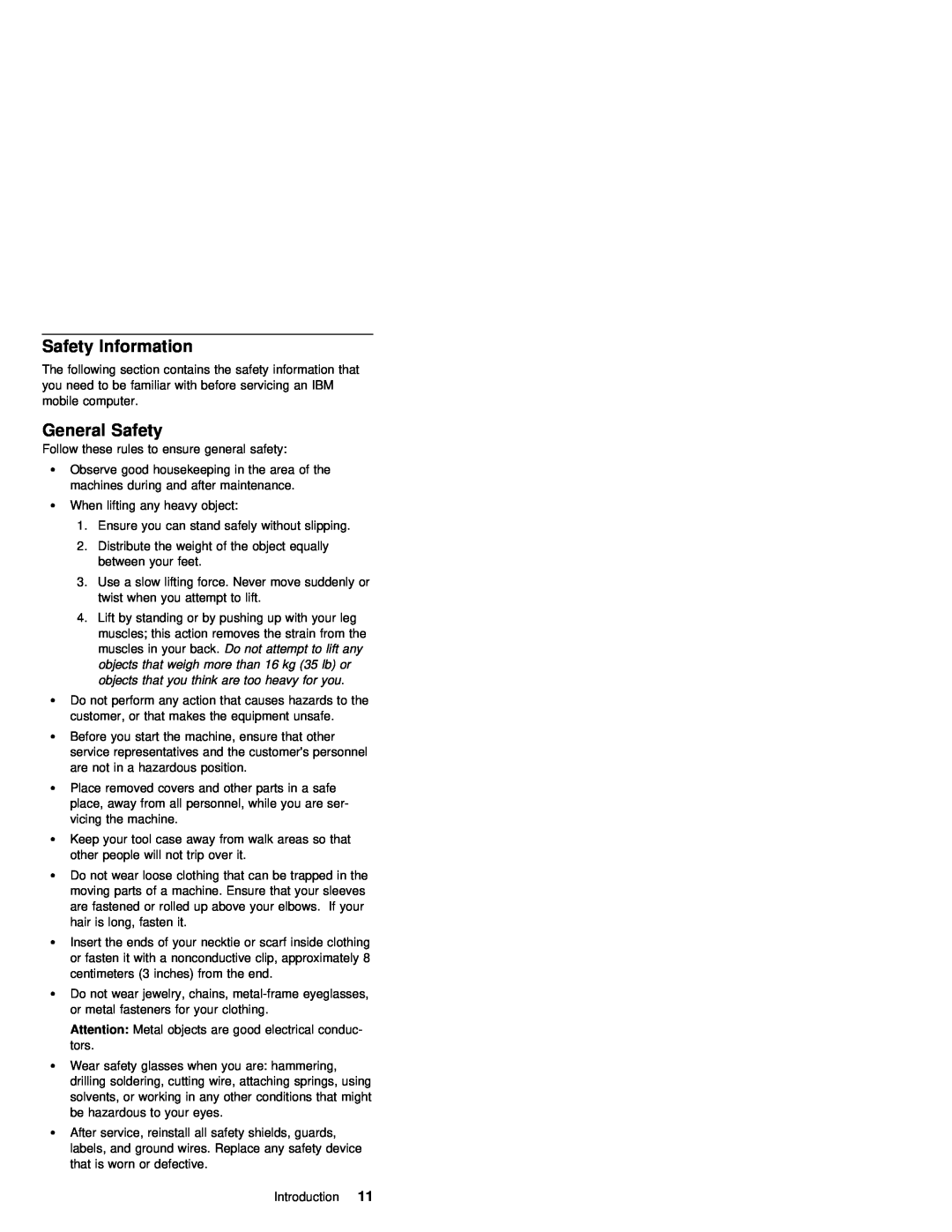 IBM 1400 (2611) manual Safety Information, General Safety 