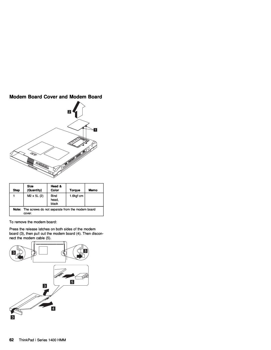 IBM 1400 (2611) manual Modem Board Cover and Modem Board, modem 