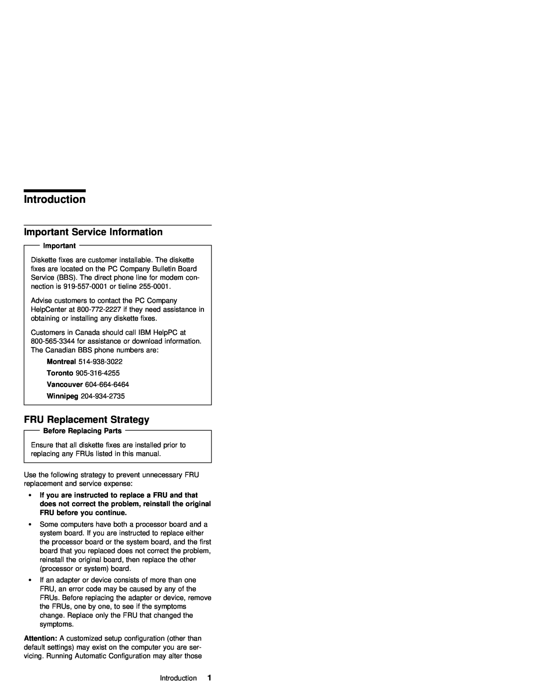 IBM 1400 (2611) manual Introduction, Important Service Information, FRU Replacement Strategy 