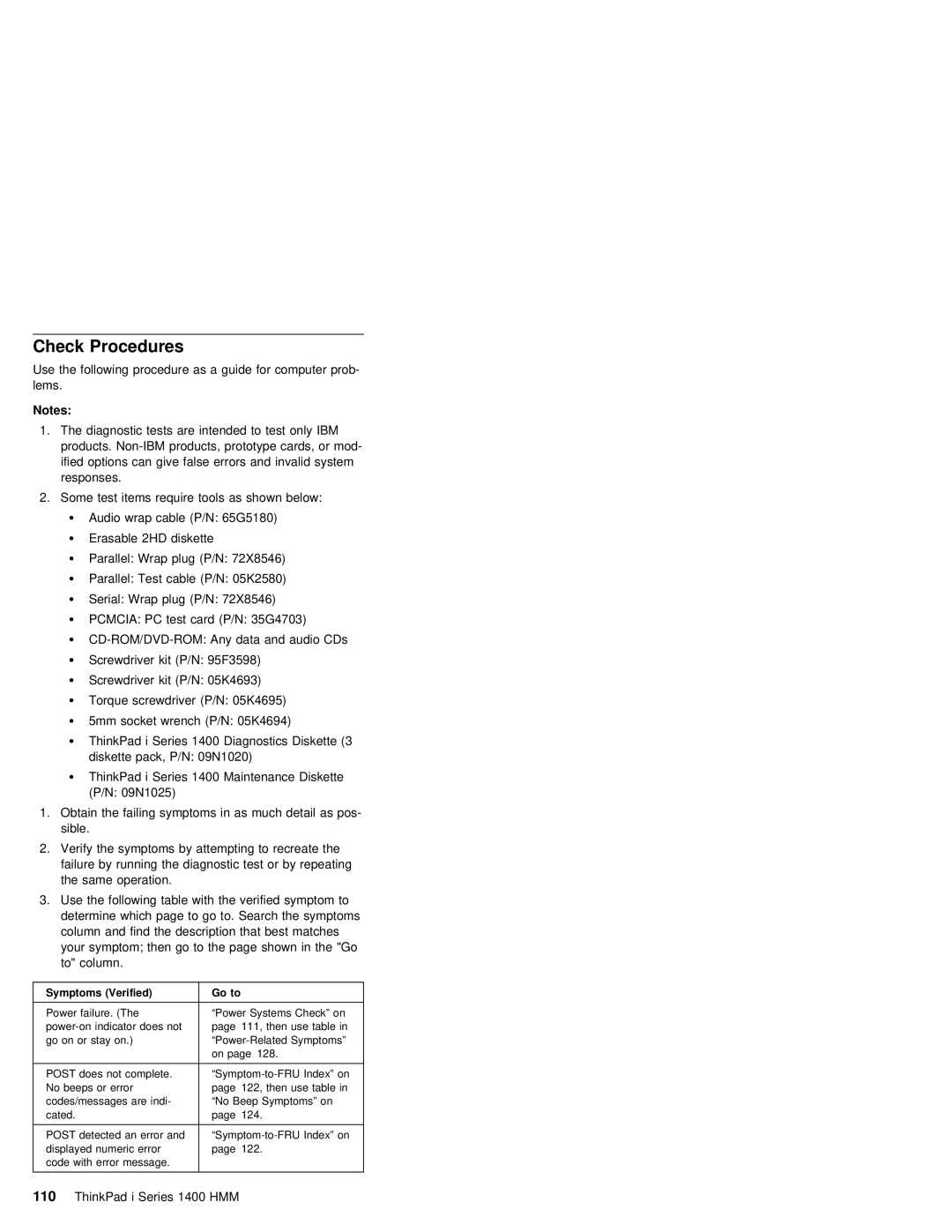 IBM 1400 (2611) manual Check Procedures, 05K4694 