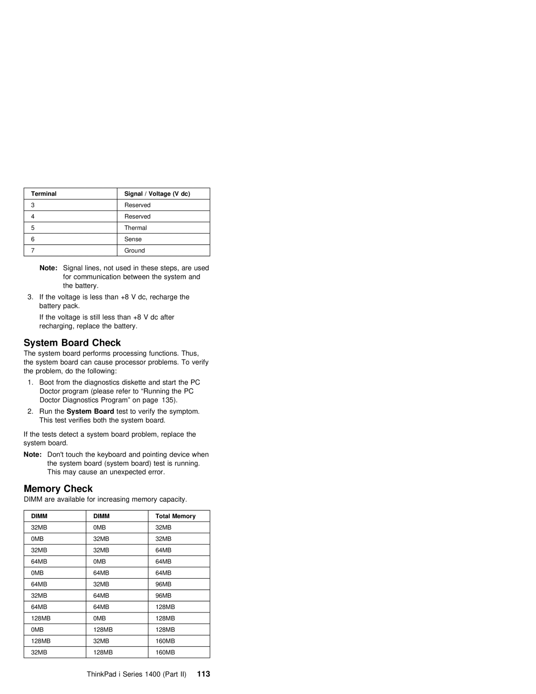 IBM 1400 (2611) manual Dimm are Available for Increasing Memory capacity, ThinkPad Series Part113 