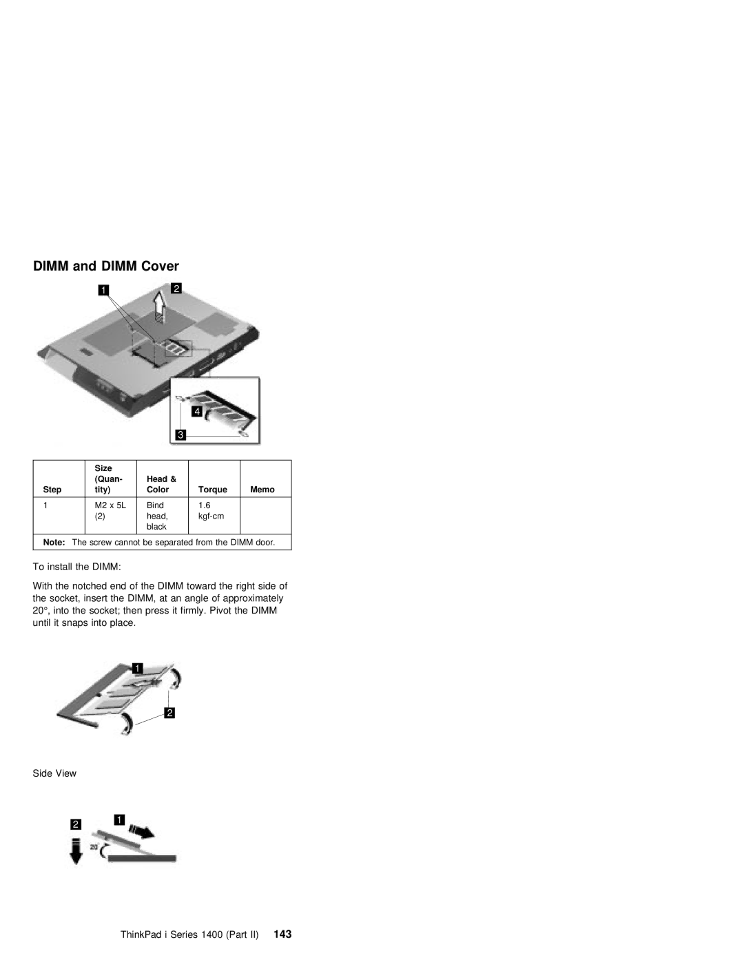 IBM 1400 (2611) manual Dimm and Dimm Cover, Step Tity 