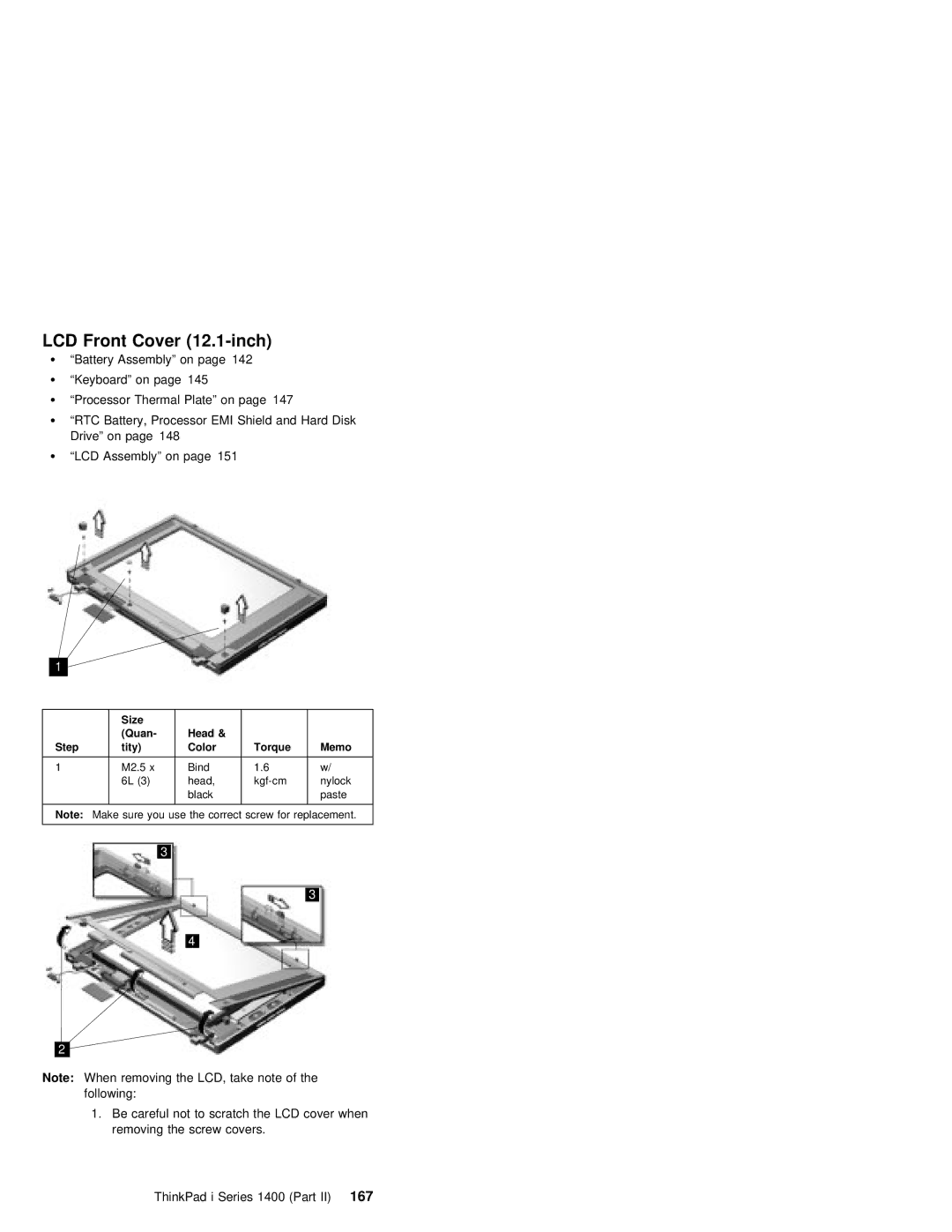 IBM 1400 (2611) manual LCD Front Cover 12.1-inch 