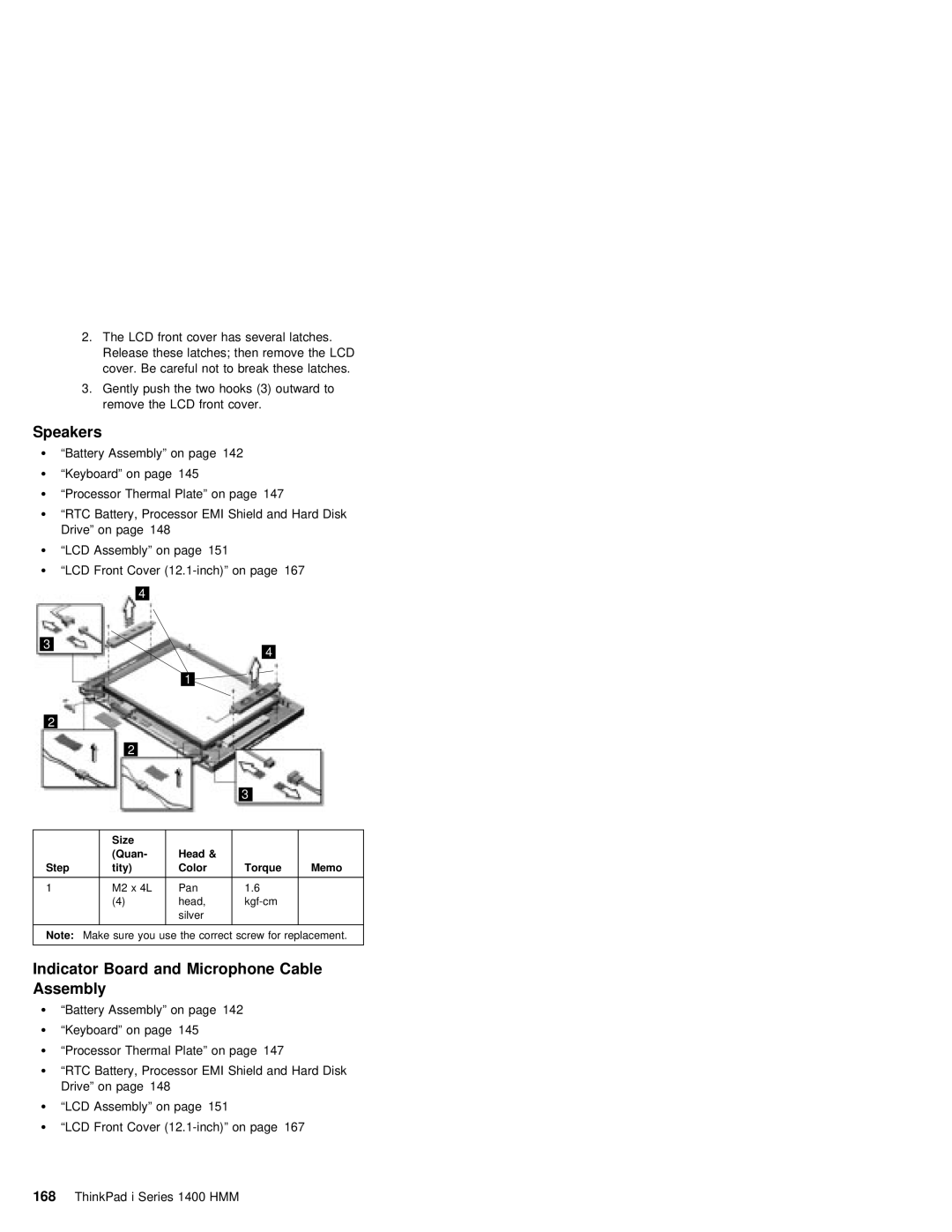 IBM 1400 (2611) Speakers, Front Cover Inch on, Step Tity Color Torque Memo, Indicator Board and Microphone Cable Assembly 