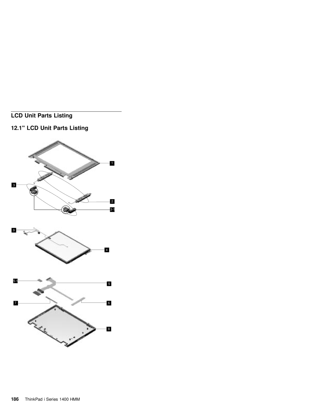 IBM 1400 (2611) manual LCD Unit Parts Listing 