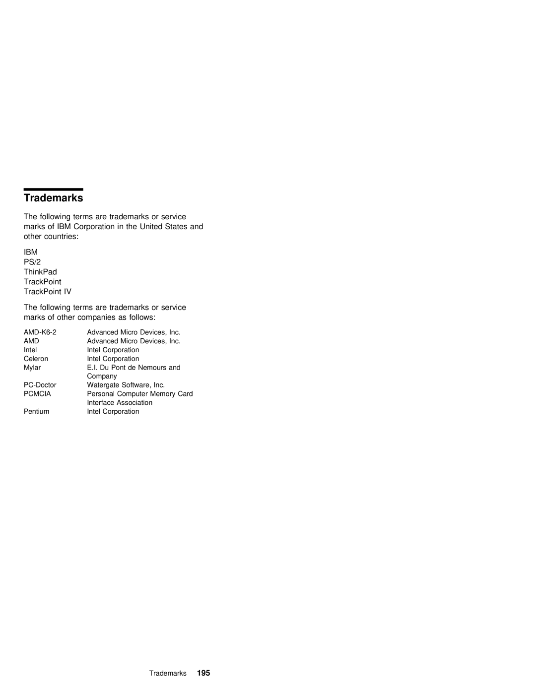 IBM 1400 (2611) manual AMD-K6-2 Advanced Micro Devices Inc, PC-Doctor Watergate Software, Inc 