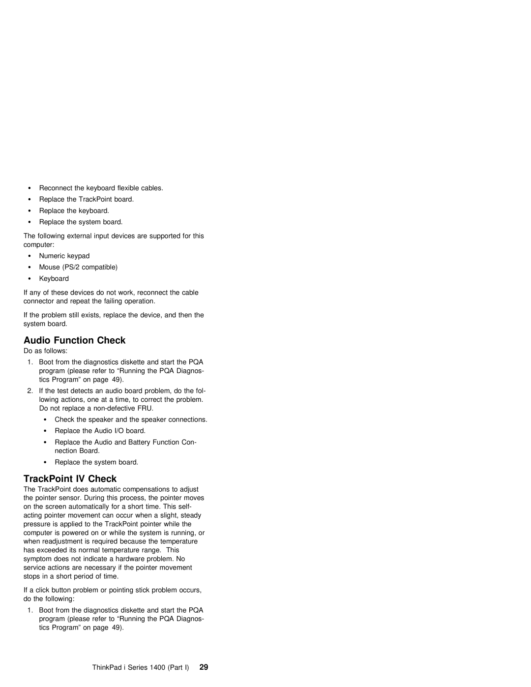 IBM 1400 (2611) manual Audio Function Check 