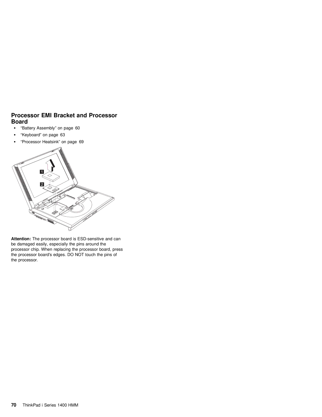 IBM 1400 (2611) manual Processor EMI Bracket and Processor Board 