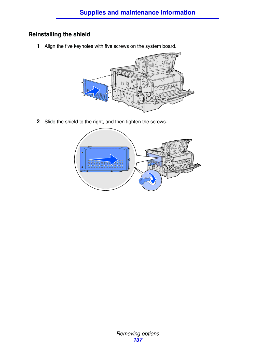 IBM 1422 manual Reinstalling the shield 