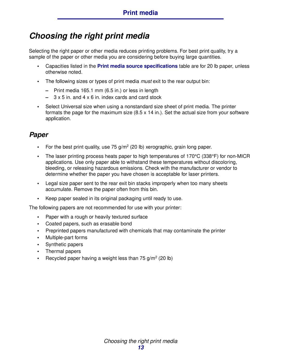 IBM 1422 manual Choosing the right print media, Paper 