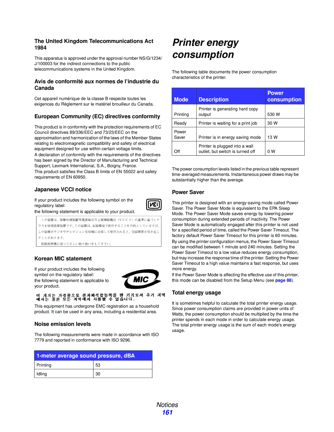 IBM 1422 manual Printer energy consumption 