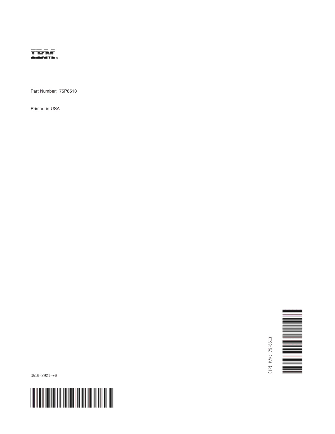 IBM 1422 manual Part Number 75P6513 