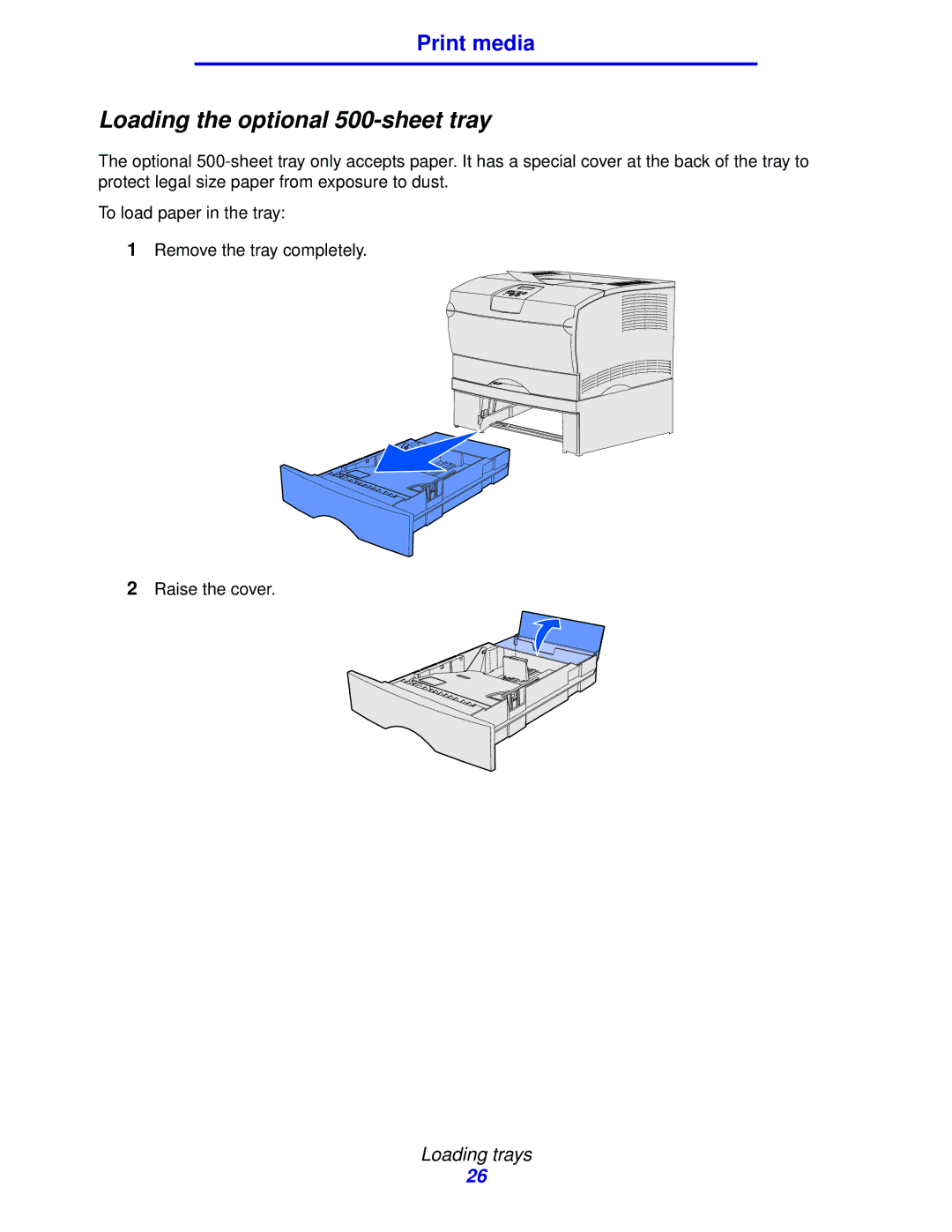 IBM 1422 manual Loading the optional 500-sheet tray 