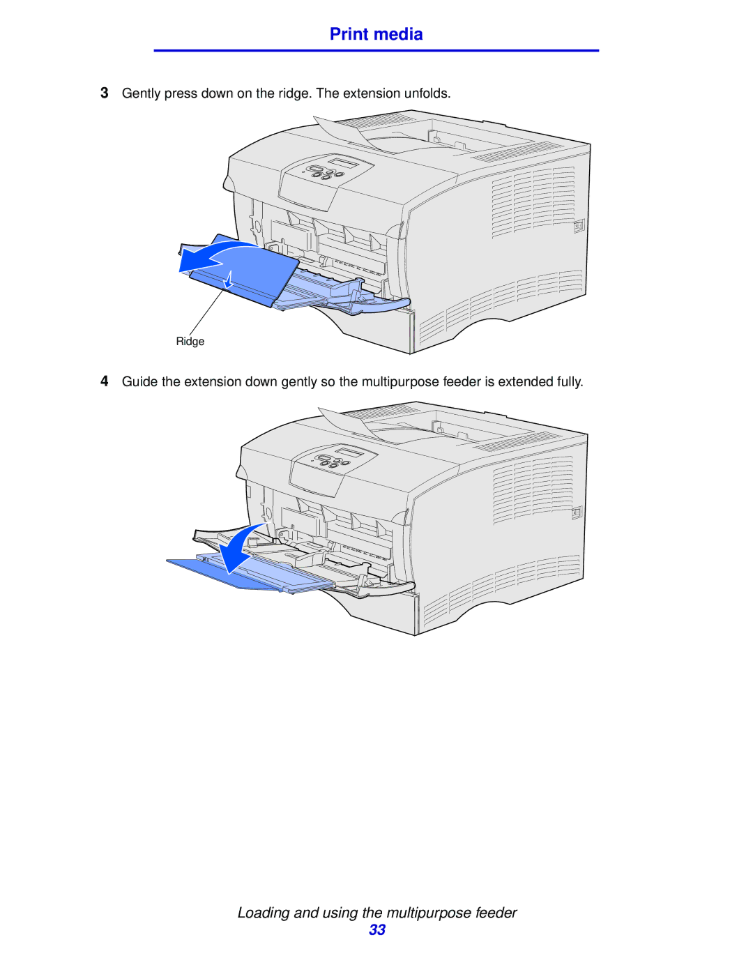 IBM 1422 manual Gently press down on the ridge. The extension unfolds 